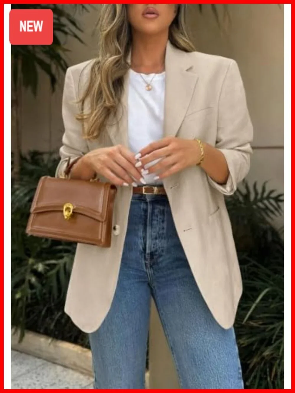 Women's Long Sleeve Notch Lapel Blazer with Pockets Business Casual Suit Jacket